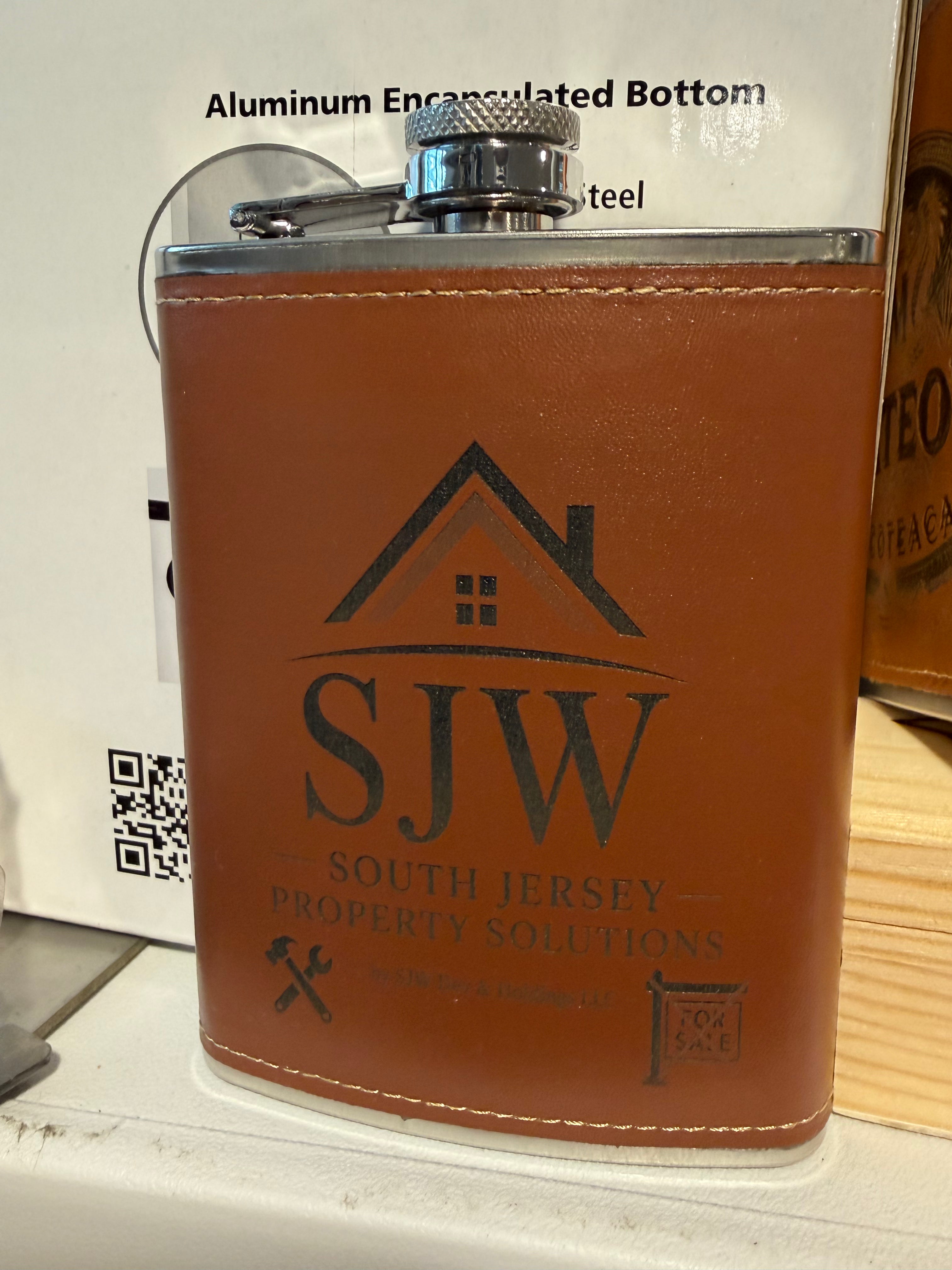 Custom Logo Leather Flask — Corporate and Closing Gifts